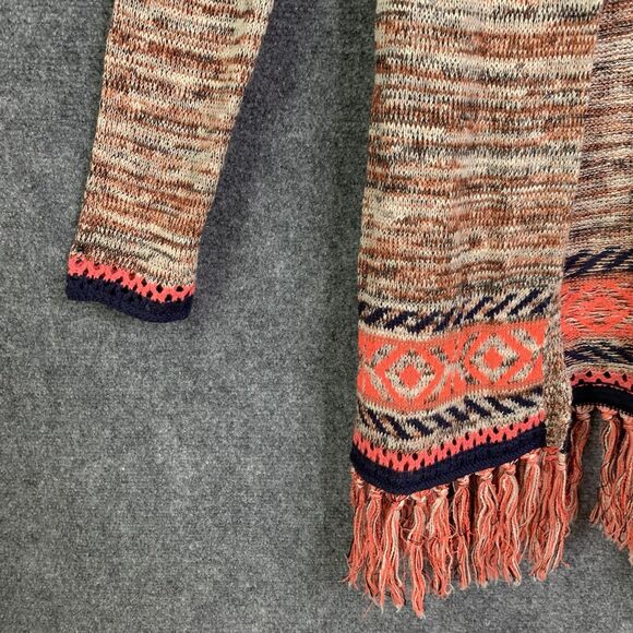 MAURICES Open Style Fringe Aztec Inspired Hooded Long Line Cardigan Sweater Sz M - Picture 4 of 15